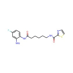 Nc1cc(F)ccc1NC(=O)CCCCCNC(=O)c1nccs1 ZINC000117586020