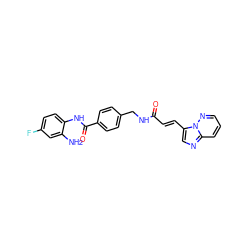 Nc1cc(F)ccc1NC(=O)c1ccc(CNC(=O)/C=C/c2cnc3cccnn23)cc1 ZINC000473108292