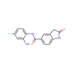 Nc1cc(F)ccc1NC(=O)c1ccc2c(c1)CC(=O)N2 ZINC000212352615