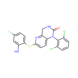 Nc1cc(F)ccc1Sc1ccc2c(n1)CNC(=O)N2c1c(Cl)cccc1Cl ZINC000013587243