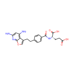 Nc1cc(N)c2c(CCc3ccc(C(=O)N[C@@H](CCC(=O)O)C(=O)O)cc3)coc2n1 ZINC000029561521