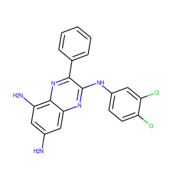 Nc1cc(N)c2nc(-c3ccccc3)c(Nc3ccc(Cl)c(Cl)c3)nc2c1 ZINC000040876921