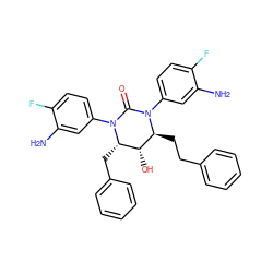 Nc1cc(N2C(=O)N(c3ccc(F)c(N)c3)[C@@H](Cc3ccccc3)[C@@H](O)[C@@H]2CCc2ccccc2)ccc1F ZINC000028124404