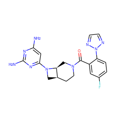 Nc1cc(N2C[C@@H]3CCN(C(=O)c4cc(F)ccc4-n4nccn4)C[C@@H]32)nc(N)n1 ZINC000150287428