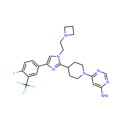 Nc1cc(N2CCC(c3nc(-c4ccc(F)c(C(F)(F)F)c4)cn3CCN3CCC3)CC2)ncn1 ZINC001772615025