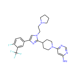 Nc1cc(N2CCC(c3nc(-c4ccc(F)c(C(F)(F)F)c4)cn3CCN3CCCC3)CC2)ncn1 ZINC001772657047