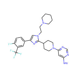 Nc1cc(N2CCC(c3nc(-c4ccc(F)c(C(F)(F)F)c4)cn3CCN3CCCCC3)CC2)ncn1 ZINC001772585640