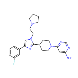 Nc1cc(N2CCC(c3nc(-c4cccc(F)c4)cn3CCN3CCCC3)CC2)ncn1 ZINC001772599088