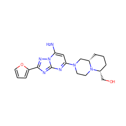 Nc1cc(N2CCN3[C@@H](CCC[C@@H]3CO)C2)nc2nc(-c3ccco3)nn12 ZINC000013585781