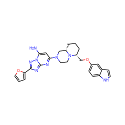 Nc1cc(N2CCN3[C@@H](CCC[C@@H]3COc3ccc4[nH]ccc4c3)C2)nc2nc(-c3ccco3)nn12 ZINC000028635719