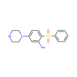 Nc1cc(N2CCNCC2)ccc1S(=O)(=O)c1ccccc1 ZINC000034041565