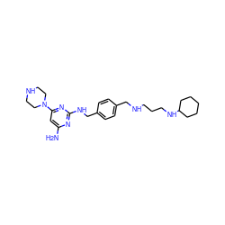 Nc1cc(N2CCNCC2)nc(NCc2ccc(CNCCCNC3CCCCC3)cc2)n1 ZINC000034603566