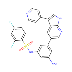 Nc1cc(NS(=O)(=O)c2ccc(F)cc2F)cc(-c2cnc3[nH]cc(-c4ccncc4)c3c2)c1 ZINC000095576000