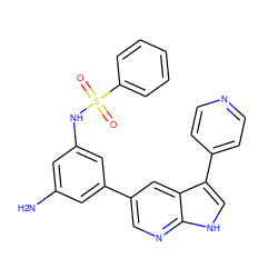 Nc1cc(NS(=O)(=O)c2ccccc2)cc(-c2cnc3[nH]cc(-c4ccncc4)c3c2)c1 ZINC000095574721