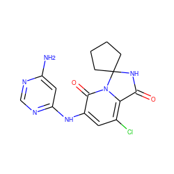 Nc1cc(Nc2cc(Cl)c3n(c2=O)C2(CCCC2)NC3=O)ncn1 ZINC001772626569