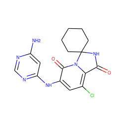 Nc1cc(Nc2cc(Cl)c3n(c2=O)C2(CCCCC2)NC3=O)ncn1 ZINC001772638644