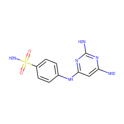 Nc1cc(Nc2ccc(S(N)(=O)=O)cc2)nc(N)n1 ZINC000006133809