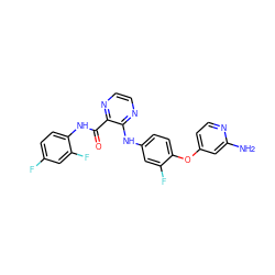 Nc1cc(Oc2ccc(Nc3nccnc3C(=O)Nc3ccc(F)cc3F)cc2F)ccn1 ZINC000049784424