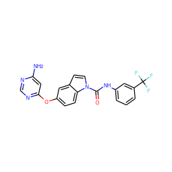 Nc1cc(Oc2ccc3c(ccn3C(=O)Nc3cccc(C(F)(F)F)c3)c2)ncn1 ZINC000118882985