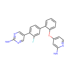 Nc1cc(Oc2ccccc2-c2ccc(-c3cnc(N)nc3)c(F)c2)ccn1 ZINC000224746398