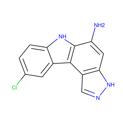 Nc1cc2[nH]ncc2c2c1[nH]c1ccc(Cl)cc12 ZINC000096272476