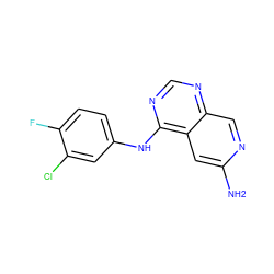 Nc1cc2c(Nc3ccc(F)c(Cl)c3)ncnc2cn1 ZINC000034529607