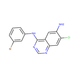 Nc1cc2c(Nc3cccc(Br)c3)ncnc2cc1Cl ZINC000003815159