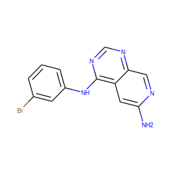 Nc1cc2c(Nc3cccc(Br)c3)ncnc2cn1 ZINC000021289041