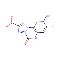 Nc1cc2c(cc1Cl)[nH]c(=O)c1nc(C(=O)O)nn12 ZINC000013864094