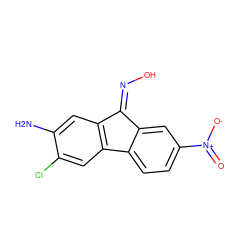 Nc1cc2c(cc1Cl)-c1ccc([N+](=O)[O-])cc1C2=NO ZINC000254047081