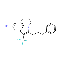 Nc1cc2c3c(c1)c(C(F)(F)F)c(CCCc1ccccc1)n3CCC2 ZINC000103256064