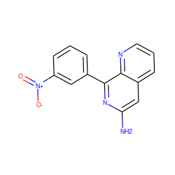 Nc1cc2cccnc2c(-c2cccc([N+](=O)[O-])c2)n1 ZINC000013805264