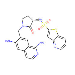 Nc1cc2ccnc(N)c2cc1CN1CC[C@H](NS(=O)(=O)c2cc3ncccc3s2)C1=O ZINC000003919811