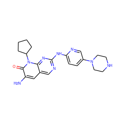 Nc1cc2cnc(Nc3ccc(N4CCNCC4)cn3)nc2n(C2CCCC2)c1=O ZINC000013641590