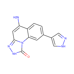 Nc1cc2n[nH]c(=O)n2c2cc(-c3cn[nH]c3)ccc12 ZINC000084603373