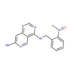 Nc1cc2ncnc(NCc3ccccc3[N+](=O)[O-])c2cn1 ZINC000013743452