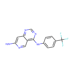 Nc1cc2ncnc(Nc3ccc(C(F)(F)F)cc3)c2cn1 ZINC000013743444