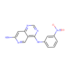 Nc1cc2ncnc(Nc3cccc([N+](=O)[O-])c3)c2cn1 ZINC000021289350