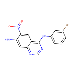 Nc1cc2ncnc(Nc3cccc(Br)c3)c2cc1[N+](=O)[O-] ZINC000003815250