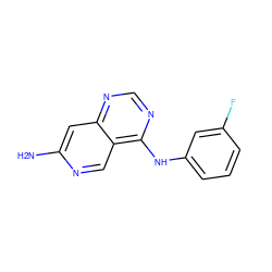 Nc1cc2ncnc(Nc3cccc(F)c3)c2cn1 ZINC000021289427