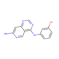 Nc1cc2ncnc(Nc3cccc(O)c3)c2cn1 ZINC000021289359