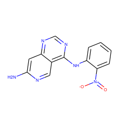 Nc1cc2ncnc(Nc3ccccc3[N+](=O)[O-])c2cn1 ZINC000013743441