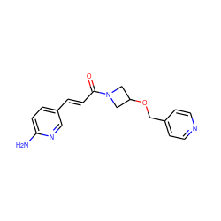 Nc1ccc(/C=C/C(=O)N2CC(OCc3ccncc3)C2)cn1 ZINC000169707526