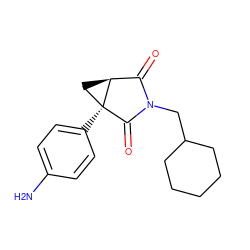 Nc1ccc([C@]23C[C@H]2C(=O)N(CC2CCCCC2)C3=O)cc1 ZINC000001537172