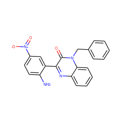 Nc1ccc([N+](=O)[O-])cc1-c1nc2ccccc2n(Cc2ccccc2)c1=O ZINC000004314339