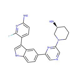 Nc1ccc(-c2c[nH]c3ccc(-c4cncc(N5CCC[C@H](N)C5)n4)cc23)c(F)n1 ZINC000073129814