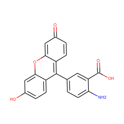 Nc1ccc(-c2c3ccc(=O)cc-3oc3cc(O)ccc23)cc1C(=O)O ZINC000003881301