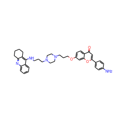 Nc1ccc(-c2cc(=O)c3ccc(OCCCN4CCN(CCCNc5c6c(nc7ccccc57)CCCC6)CC4)cc3o2)cc1 ZINC000101703563