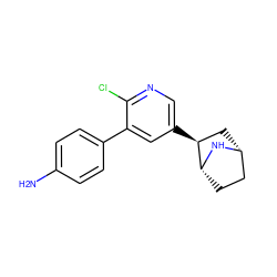 Nc1ccc(-c2cc([C@H]3C[C@@H]4CC[C@H]3N4)cnc2Cl)cc1 ZINC000049111956