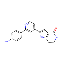 Nc1ccc(-c2cc(-c3cc4c([nH]3)CCNC4=O)ccn2)cc1 ZINC000028645494